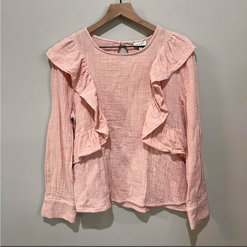 Bubble Gum Pink Long Sleeved Lucky Brand Shirt With Adjustable Sleeves!